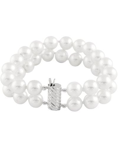 Splendid Silver 10-11mm Shell Pearl Bracelet - White