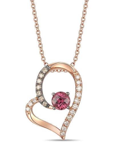 Le Vian 14k Strawberry Gold® 0.87 Ct. Tw. Diamond & Rhodolite Pendant Necklace - White