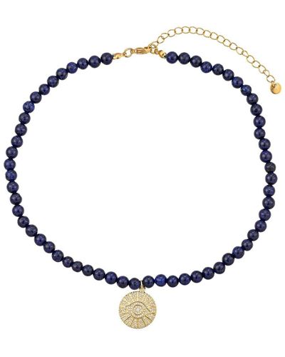 Eye Candy LA The Luxe Collection Agate Gabriela Evil Eye Necklace - Blue