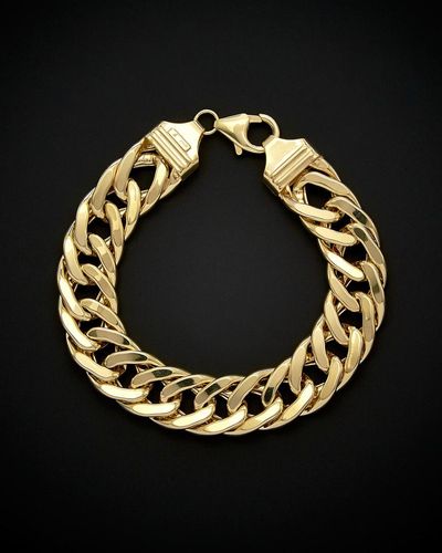 Italian Gold 14k Semi-solid Curb Link Bracelet - Black