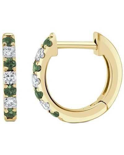 Sabrina Designs 14k 0.20 Ct. Tw. Diamond & Emerald Huggie Earrings - Metallic