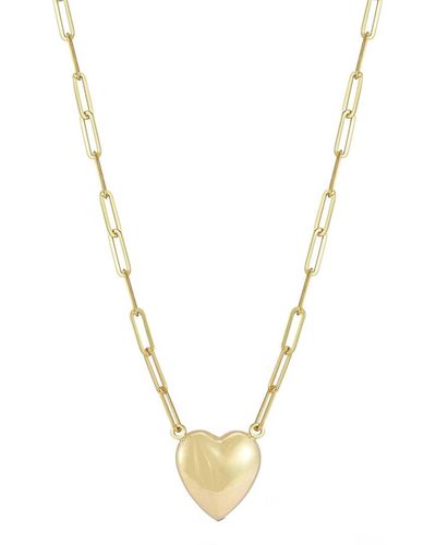 Ember Fine Jewelry 14k Puffed Heart Necklace - Metallic