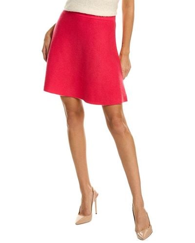 Magaschoni Half Cardigan Ribbed Cashmere Mini Skirt - Red