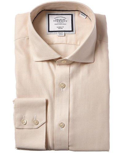 Charles Tyrwhitt Non-iron Cambridge Weave Cutaway Classic Fit Shirt - Natural