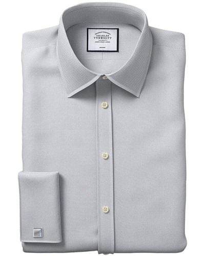 Charles Tyrwhitt Non-iron Mini Herringbone Shirt - Gray