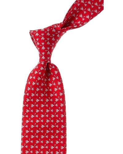 Ferragamo Red Fish Silk Tie
