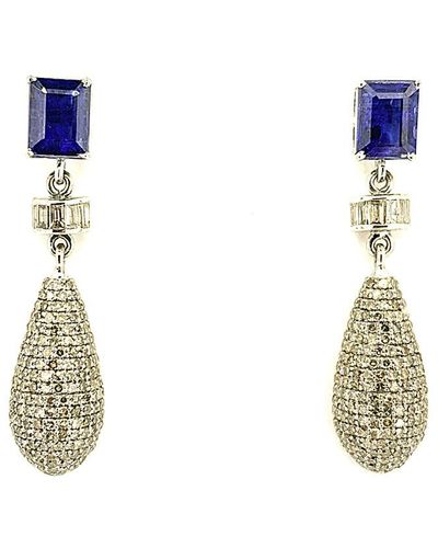 Arthur Marder Fine Jewelry Silver 3.50 Ct. Tw. Diamond & Kynite Earrings - White