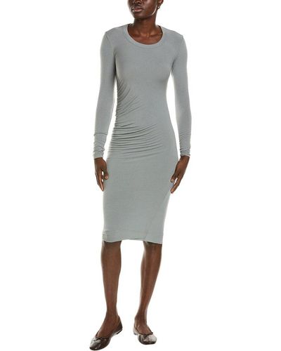 James Perse Stretch Ruched Double Layer Midi Dress - Gray