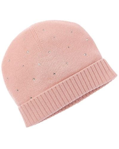 Portolano Crystal Hot Fix Cashmere Hat - Pink