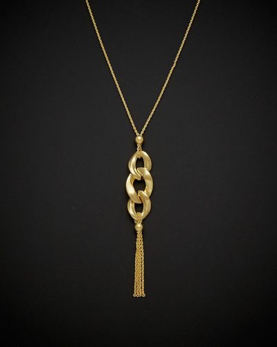 Italian Gold 14k Tassel Necklace - Black