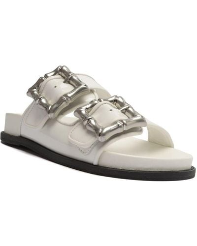 SCHUTZ SHOES Enola Casual Sporty Leather & Patent Flat - White