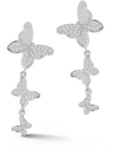 Glaze Jewelry Rhodium Plated Cz Butterfly Studs - White