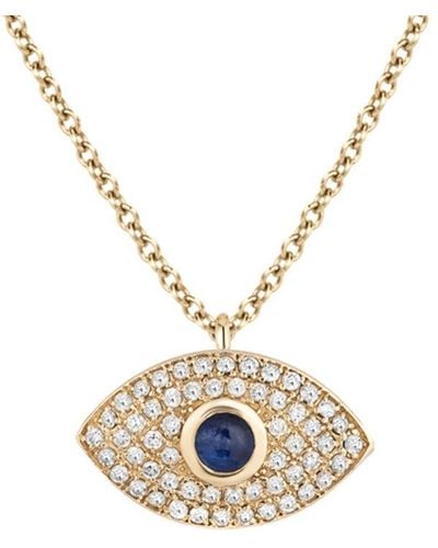 Ariana Rabbani 14k 0.57 Ct. Tw. Diamond & Sapphire Evil Eye Necklace - Metallic