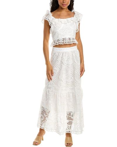 Beulah 2pc Lace Top & Skirt Set - White