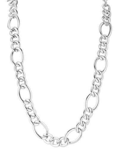 Chloe and Madison Silver Chunky Figaro Collar Necklace - Metallic
