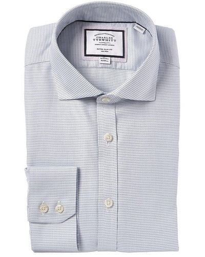 Charles Tyrwhitt Non-iron Cambridge Weave Cutaway Extra Slim Fit Shirt - Blue