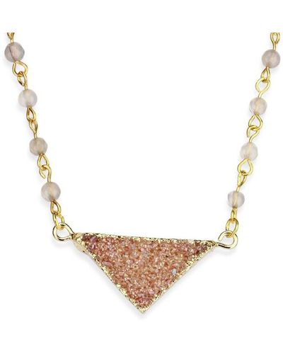 Saachi Quartz Druzy Triangle Pendant Necklace - White