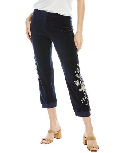 Johnny Was Leona Wide Leg Velour Jogger - Blue