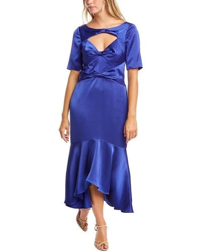 THEIA Veronica Midi Dress - Blue