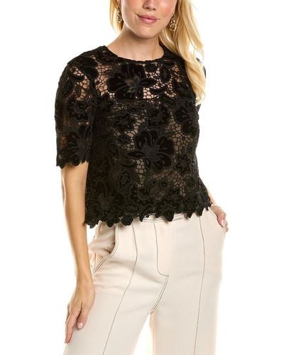 Carolina Herrera Velvet Lace Silk-lined Top - Black