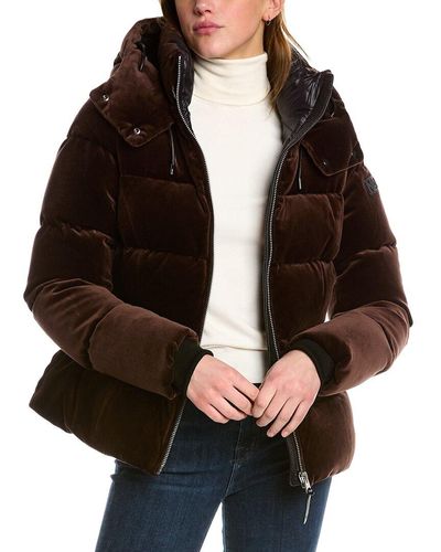 Mackage Madalyn-vt Leather-trim Down Coat - Black