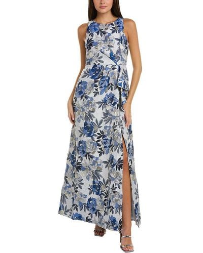 Adrianna Papell Floral Gown - Blue