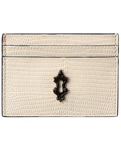 Moschino Logo Embossed Leather Card Holder - Natural