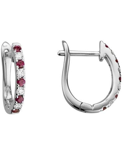 Diamond Select Cuts 14K 0.39 Ct. Tw. Diamond & Ruby Earrings - Metallic