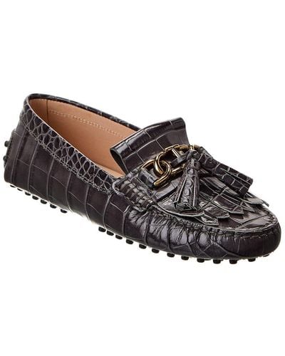 Tod's Gommini Croc-embossed Leather Loafer - Brown
