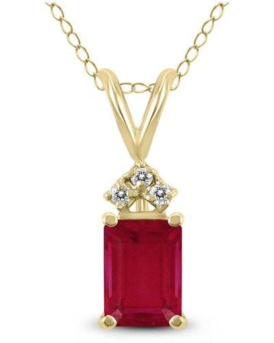 Gemstones 14k 0.43 Ct. Tw. Diamond & Ruby Necklace - Red