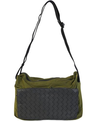 Bottega Veneta Pocket Intrecciato Leather Messenger Bag - Black