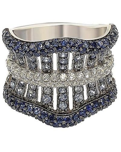 Suzy Levian Silver 3.55 Ct. Tw. Sapphire Ring - Gray