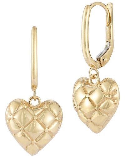 Ember Fine Jewelry 14k Quilted Heart Drop Earrings - Metallic