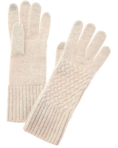 Hannah Rose Basket Weave Stitch Cashmere Gloves - Natural