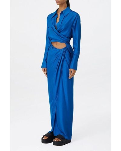GAUGE81 Paita Silk Maxi Skirt - Blue