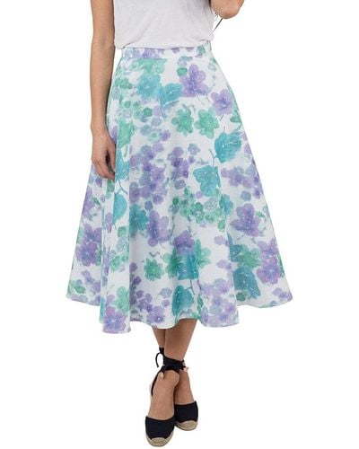 ANN MASHBURN Circular Linen-blend Skirt - Blue