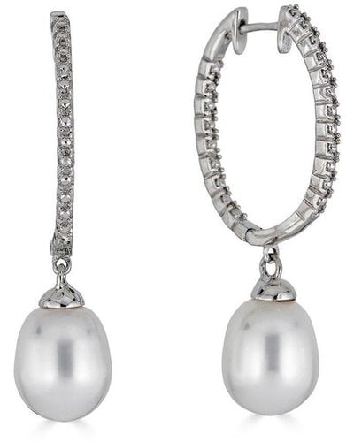 Belpearl Silver 9mm Freshwater Pearl Earrings - White