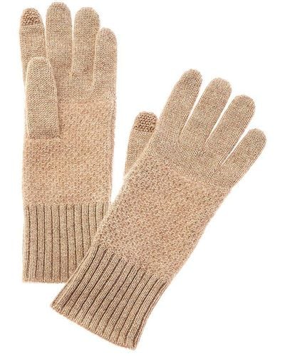 Hannah Rose Honeycomb Cashmere Gloves - Natural