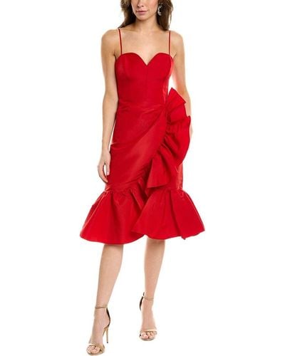 Carolina Herrera Sweetheart Silk Cocktail Dress - Red