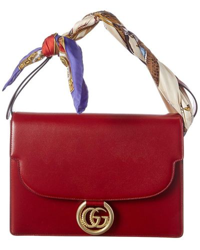 Gucci Scarf Medium Leather Shoulder Bag - Red