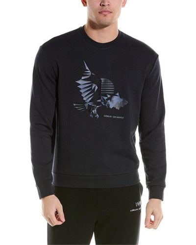 Armani Exchange Embroidered Graphic Crewneck Sweatshirt - Blue