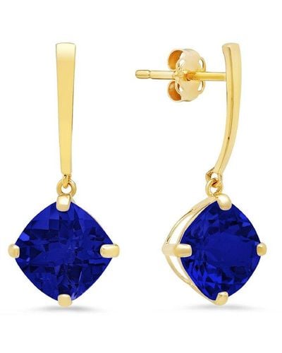 MAX + STONE Max + Stone 14k 4.40 Ct. Tw. Created Blue Sapphire Drop Earrings