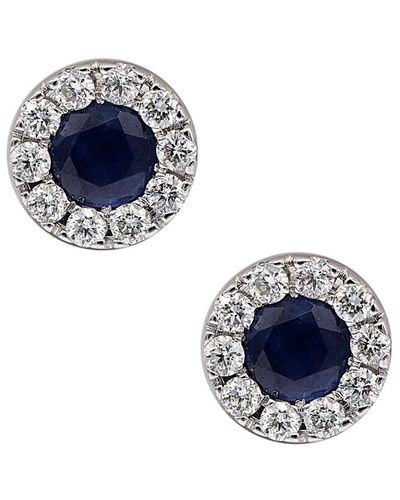 Diana M. Jewels Fine Jewelry 14k 0.78 Ct. Tw. Diamond & Sapphire Studs - Blue