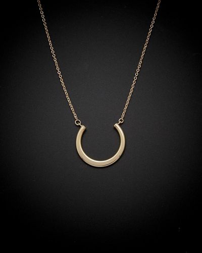 Italian Gold 14k Half Circle Necklace - Black