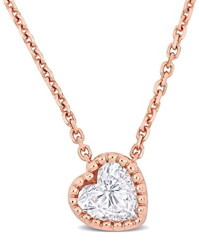 Rina Limor 14k Rose Gold 0.40 Ct. Tw. Diamond Heart Necklace - Metallic
