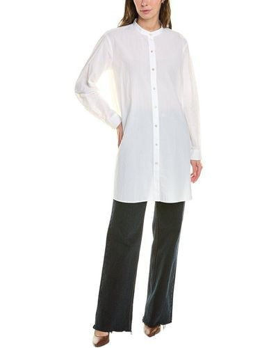 Eileen Fisher Mandarin Collar Shirt - White
