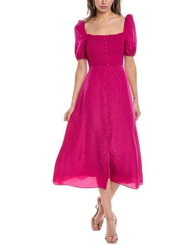 Ba&sh Smocked Midi Dress - Pink