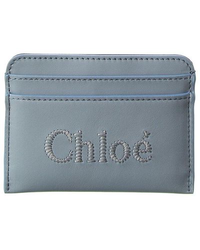 Chloé Sense Leather Card Holder - Blue