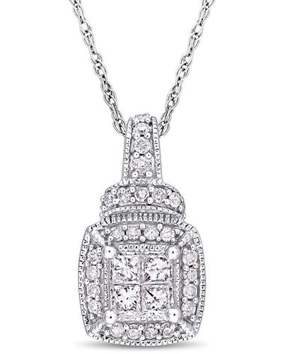 Rina Limor 10k 0.34 Ct. Tw. Diamond Cluster Pendant Necklace - White