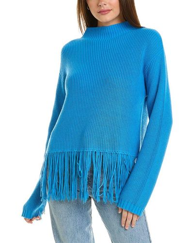 Hannah Rose Hadley Mock Neck Cashmere-blend Sweater - Blue